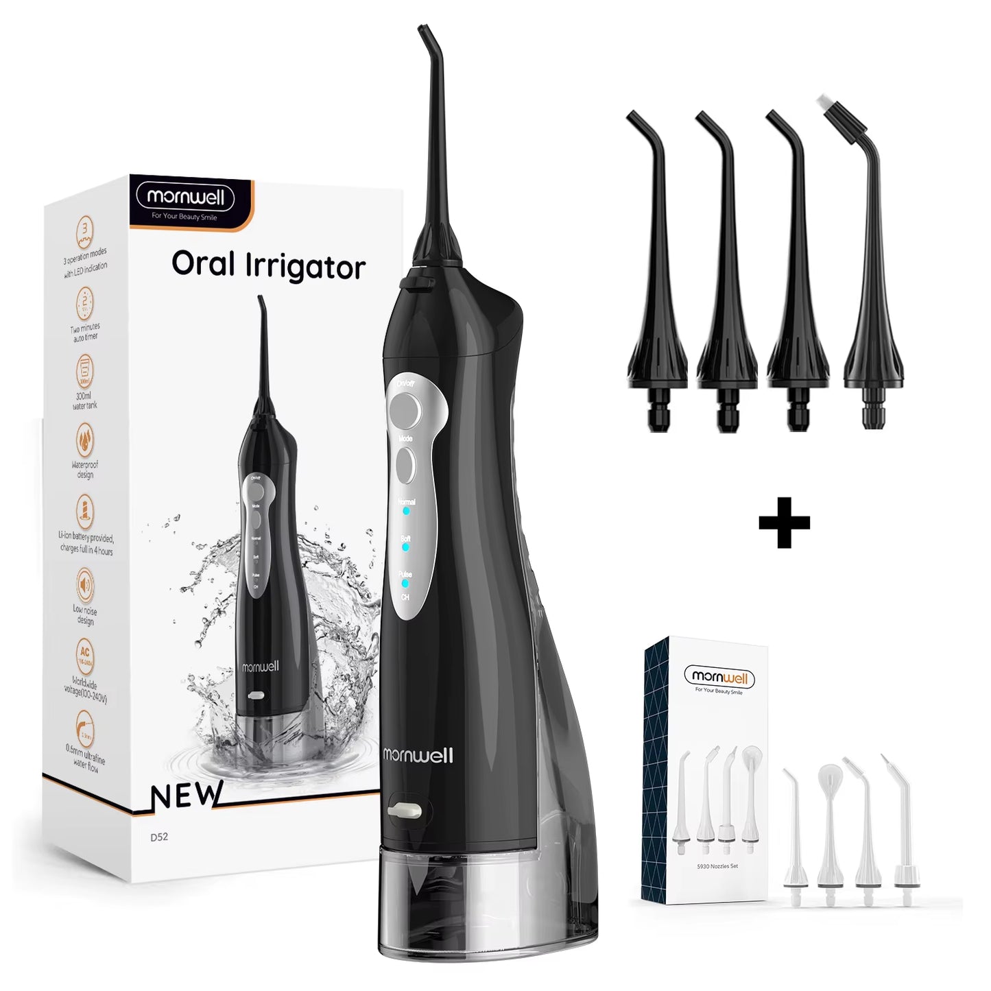 Dental Floss Portable Cordless F18 Oral Irrigator 3 Cleaning Modes Waterproof Rechargeable Dental Cleaner 4 Nozzles Clean Gums